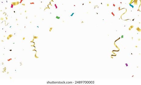 Falling Festive Colorful bright Confetti isolated on Transparent background. Vector illustration