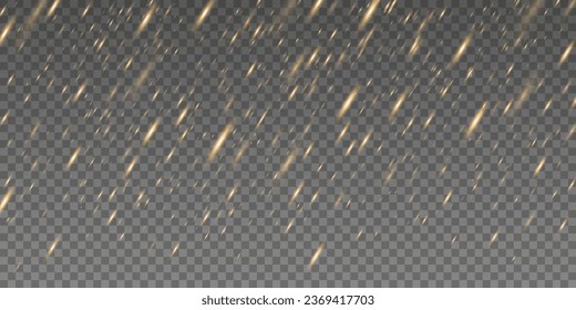 Falling fire particles isolated on dark transparent background. Fire dust effect. Vector illustration. EPS 10.