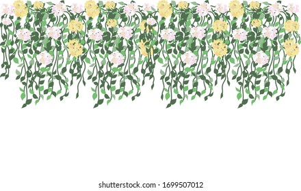 Falling flowers on a white background. Vector illustration, flat design.