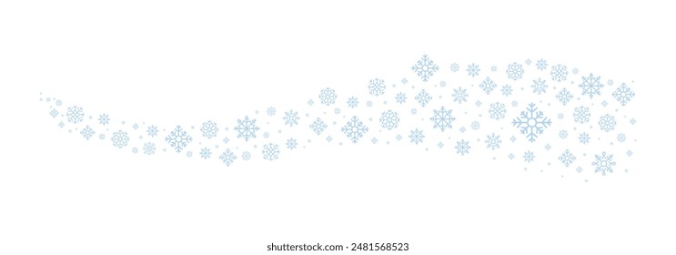 Falling and flowing snowflakes. Snow, design elements. Snowstorm illustration.