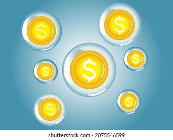 Cayendo o volando moneda. concepto de dinero digital.