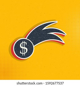 falling, fortune pop art, retro icon. Vector illustration of pop art style
