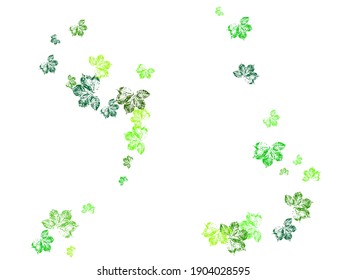 Falling fresh flying green leaves. Vector Illustration. Greenery wedding invitation.