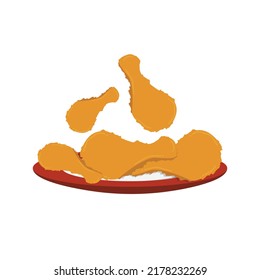 Frittiertes Huhn und Plate. Logo. Symbol. Vektorgrafik