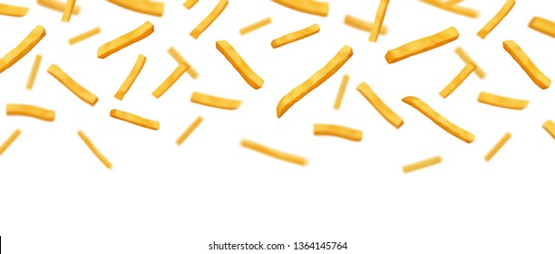 Falling fries isolated vector on white background.