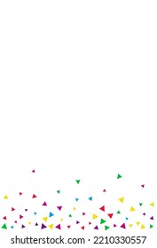 Falling Geometric Effect Vector White Background. Celebration Shapes Illustration. Flying Triangle Card. Color Elements Christmas Texture.