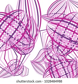 Falling geometric figures. Abstract background with color striped figures for banner or print. Background with falling color striped geometric figures for your design. Vector texture.