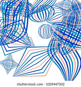 Falling geometric figures. Abstract background with color striped figures for poster or mobile application. Background with falling color striped geometric figures for your design. Vector texture.
