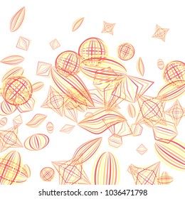 Falling geometric figures. Abstract background with color striped figures for card or poster. Background with falling color striped geometric figures for your design. Vector texture.