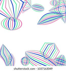 Falling geometric figures. Abstract background with color striped figures for poster or mobile application. Background with falling color striped geometric figures for your design. Vector texture.