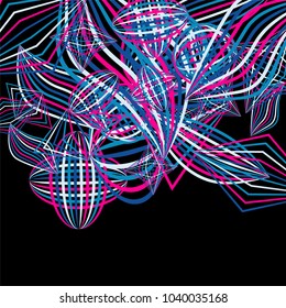 Falling geometric figures. Abstract background with color striped figures for print or banner. Background with falling colorful geometric figures for your design. Vector texture.
