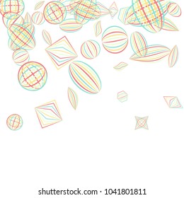 Falling geometric figures. Abstract background with color striped figures for card or poster. Background with falling color striped geometric figures for your design. Vector texture.