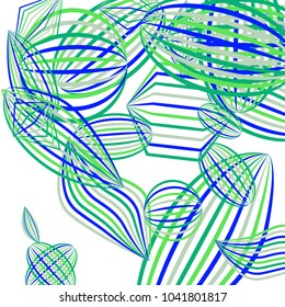 Falling geometric figures. Abstract background with color striped figures for banner or print. Background with falling color striped geometric figures for your design. Vector texture.