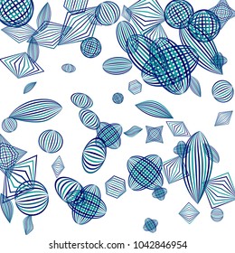 Falling geometric figures. Abstract background with color striped figures for poster or mobile application. Background with falling color striped geometric figures for your design. Vector texture.