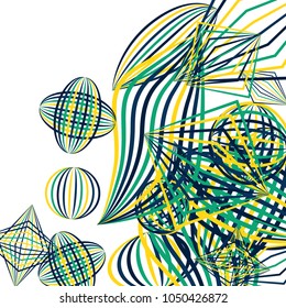 Falling geometric figures. Abstract background with color striped figures for mobile application or banner. Background with falling color striped geometric figures for your design. Vector texture.