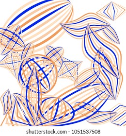 Falling geometric figures. Abstract background with color striped figures for mobile application or banner. Background with falling color striped geometric figures for your design. Vector texture.