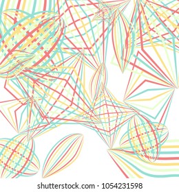 Falling geometric figures. Abstract background with color striped figures for poster or mobile application. Background with falling color striped geometric figures for your design. Vector texture.