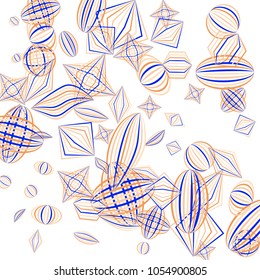 Falling geometric figures. Abstract background with color striped figures for mobile application or banner. Background with falling color striped geometric figures for your design. Vector texture.
