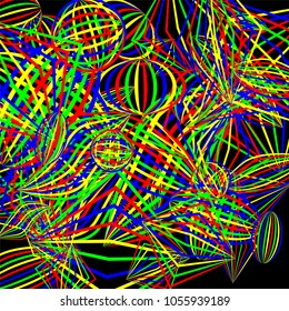 Falling geometric figures. Abstract background with color striped figures for mobile application or print. Background with falling colorful geometric figures for your design. Vector texture.
