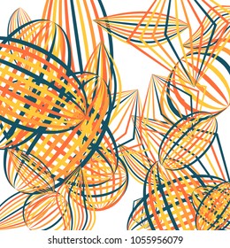 Falling geometric figures. Abstract background with color striped figures for mobile application or banner. Background with falling color striped geometric figures for your design. Vector texture.