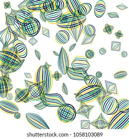 Falling geometric figures. Abstract background with color striped figures for mobile application or banner. Background with falling color striped geometric figures for your design. Vector texture.