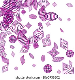 Falling geometric figures. Abstract background with color striped figures for banner or print. Background with falling color striped geometric figures for your design. Vector texture.