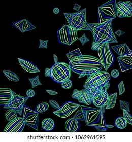 Falling geometric figures. Abstract background with color striped figures for mobile application or print. Background with falling colorful geometric figures for your design. Vector texture.
