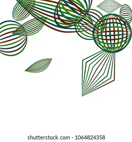 Falling geometric figures. Abstract background with color striped figures for banner or print. Background with falling color striped geometric figures for your design. Vector texture.