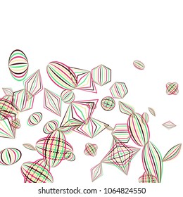 Falling geometric figures. Abstract background with color striped figures for banner or print. Background with falling color striped geometric figures for your design. Vector texture.