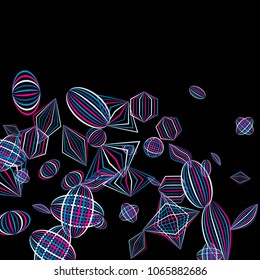 Falling geometric figures. Abstract background with color striped figures for print or banner. Background with falling colorful geometric figures for your design. Vector texture.
