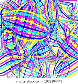 Falling geometric figures. Abstract background with color striped figures for print or banner. Background with falling colorful geometric figures for your design. Vector texture.
