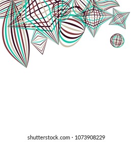 Falling geometric figures. Abstract background with color striped figures for print or banner. Background with falling colorful geometric figures for your design. Vector texture.
