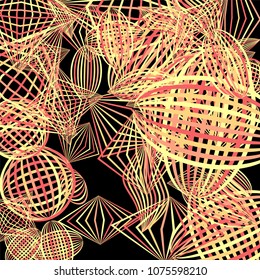 Falling geometric figures. Abstract background with color striped figures for poster or mobile application. Background with falling colorful geometric figures for your design. Vector texture.
