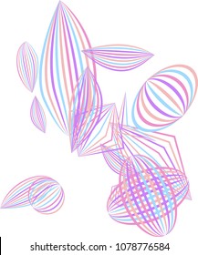Falling geometric figures. Abstract background with color striped figures for card or poster. Background with falling color striped geometric figures for your design. Vector texture.