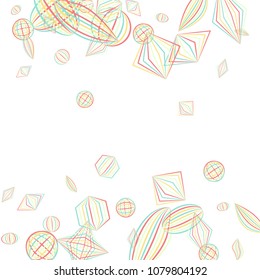 Falling geometric figures. Abstract background with color striped figures for card or poster. Background with falling color striped geometric figures for your design. Vector texture.