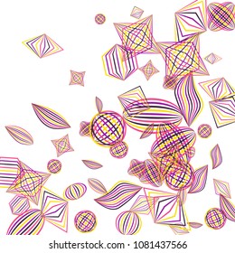 Falling geometric figures. Abstract background with color striped figures for poster or mobile application. Background with falling color striped geometric figures for your design. Vector texture.