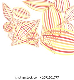 Falling geometric figures. Abstract background with color striped figures for mobile application or banner. Background with falling color striped geometric figures for your design. Vector texture.