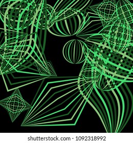 Falling geometric figures. Abstract background with color striped figures for print or banner. Background with falling colorful geometric figures for your design. Vector texture.
