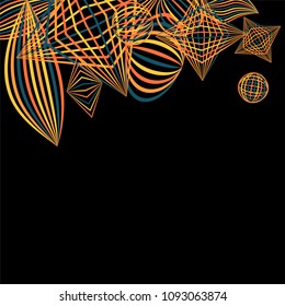 Falling geometric figures. Abstract background with color striped figures for print or banner. Background with falling colorful geometric figures for your design. Vector texture.
