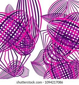 Falling geometric figures. Abstract background with color striped figures for banner or print. Background with falling color striped geometric figures for your design. Vector texture.