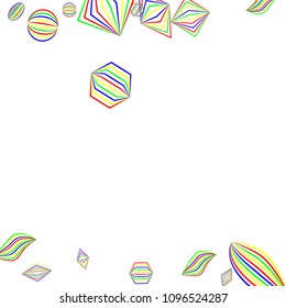 Falling geometric figures. Abstract background with color striped figures for banner or print. Background with falling color striped geometric figures for your design. Vector texture.