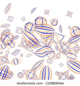 Falling geometric figures. Abstract background with color striped figures for card or poster. Background with falling color striped geometric figures for your design. Vector texture.