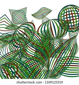 Falling geometric figures. Abstract background with color striped figures for card or poster. Background with falling colorful geometric figures for your design. Vector texture.
