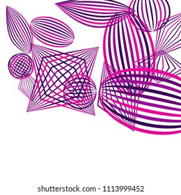 Falling geometric figures. Abstract background with color striped figures for mobile application or banner. Background with falling color striped geometric figures for your design. Vector texture.