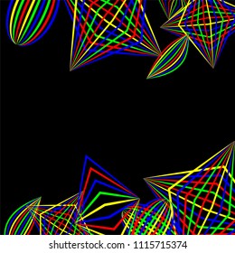 Falling geometric figures. Abstract background with color striped figures for mobile application or print. Background with falling colorful geometric figures for your design. Vector texture.
