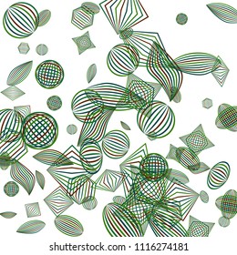 Falling geometric figures. Abstract background with color striped figures for poster or mobile application. Background with falling color striped geometric figures for your design. Vector texture.