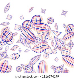 Falling geometric figures. Abstract background with color striped figures for banner or print. Background with falling color striped geometric figures for your design. Vector texture.