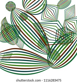 Falling geometric figures. Abstract background with color striped figures for card or poster. Background with falling color striped geometric figures for your design. Vector texture.