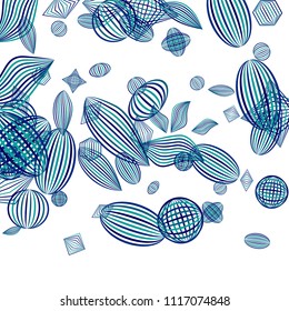 Falling geometric figures. Abstract background with color striped figures for mobile application or banner. Background with falling color striped geometric figures for your design. Vector texture.