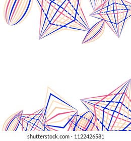 Falling geometric figures. Abstract background with color striped figures for print or banner. Background with falling colorful geometric figures for your design. Vector texture.
